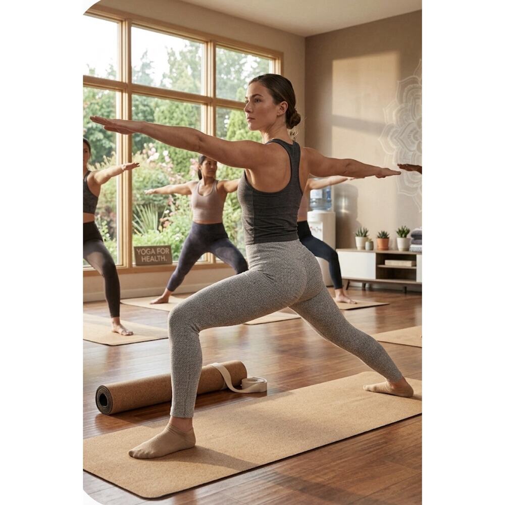 Kyodan Chevron Gray High-Performance Leggings Med Yoga Pants Pilates Compression
